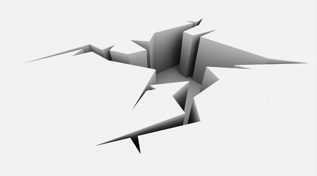 Crack in the ground on black and whiteの写真素材