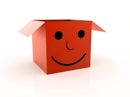 Red smile box isolated on white background