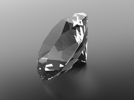 Diamond on black background with reflectionの写真素材