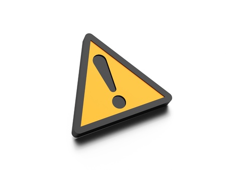 Triangle with exclamation mark isolated on white backgroundの写真素材