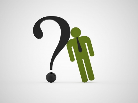 Green abstract man with question markの写真素材