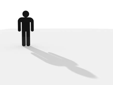 One man with shadows isolatedの写真素材