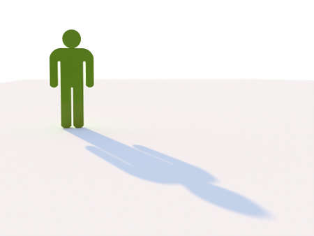 One green man with shadows isolatedの写真素材