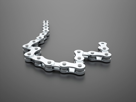 Bike chain rendered isolated on white backgroundの写真素材
