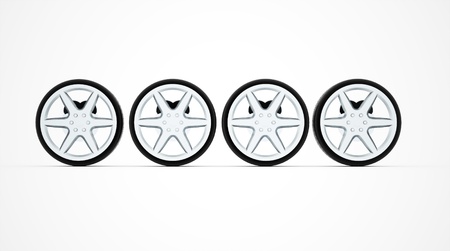 Four sport car wheel isolated on white backgroundの写真素材