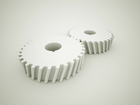 Two gears rendered black and whiteの写真素材