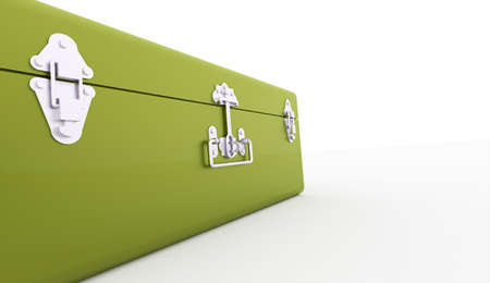 Green case rendered on white backgroundの写真素材