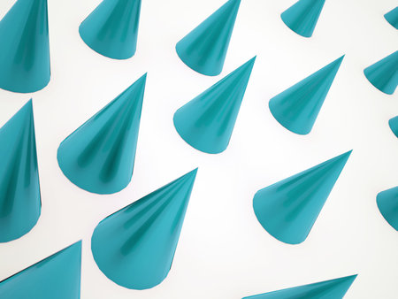 Abstract blue cones on white background