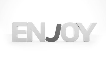 Black and white enjoy text isolated on white background