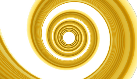 Gold spiral concept on white backgroundの写真素材