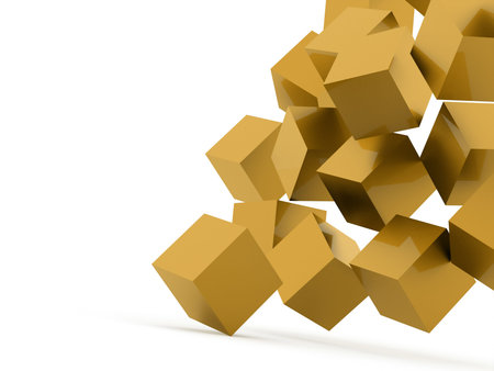 Many abstract yellow business concept rendered on white background