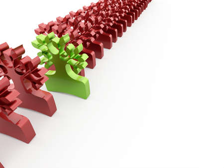 Many red abstract trees one is greenの写真素材