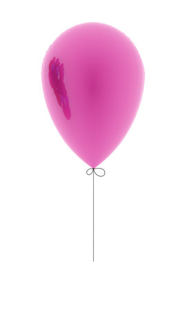 One pink balloon rendered isolated on white background