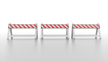Three orange road barrier renderedの写真素材