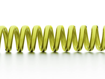 Green spiral string on white backgroundの写真素材