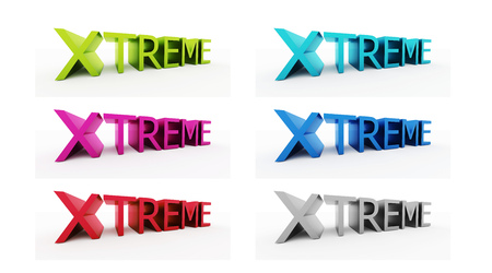 Extreem text on many color set isolated on white backgroundの写真素材