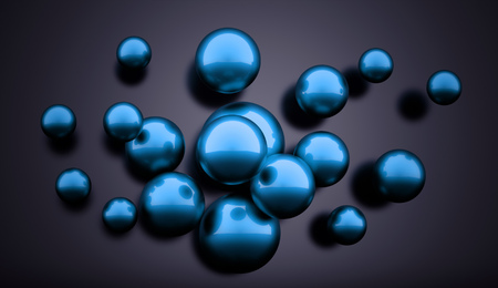 Blue abstract sphere concept rendered on darkの写真素材