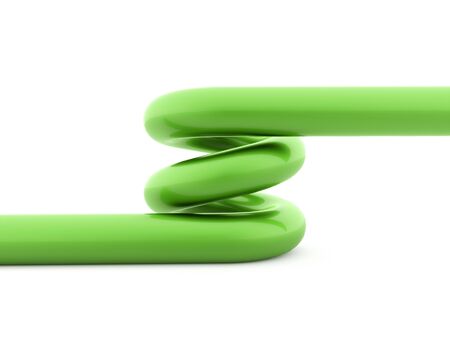 Green spiral string rendered on white backgroundの写真素材