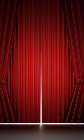 Red curtain cloth renderedの写真素材