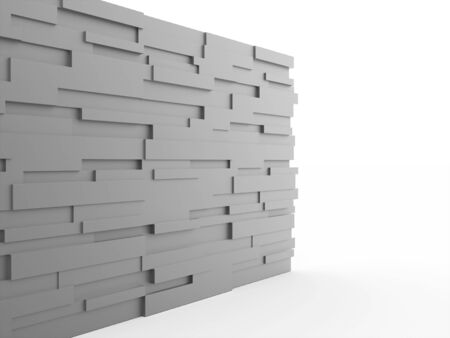 Stone wall on white background renderedの写真素材