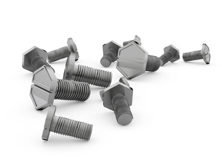 Screws isolated on white rendered