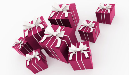 Pink christmas present with ribbon rendered