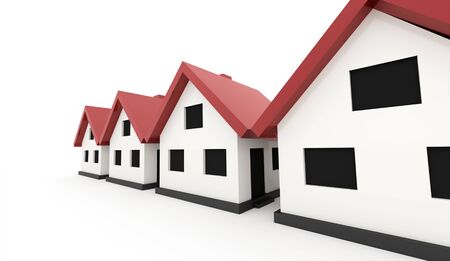 A small houses business icon with red roof on a white backgroundの写真素材