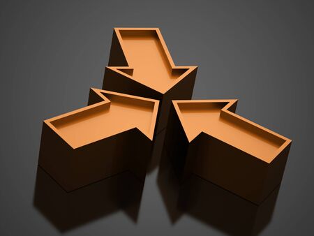 Orange business arrow icon concept renderedの写真素材