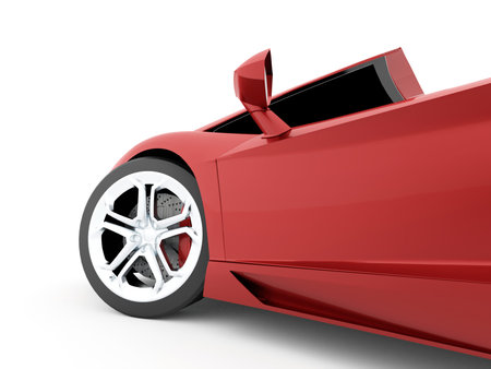 Red race car detail rendered on white background
