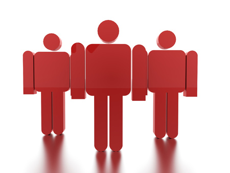 Red abstract man figure rendered on white background isolatedの写真素材