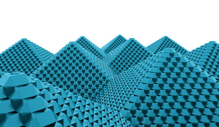 Blue pyramid cubes concept rendered