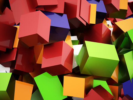 Colored abstract geometric cubes background rendered