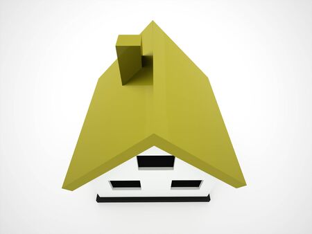 A small houses business icon with green roof on a white backgroundの写真素材