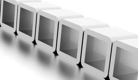 Silver abstract geometric cubes concept renderedの写真素材