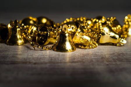 Christmas decoration, jingle bells background. Close up photography.の写真素材