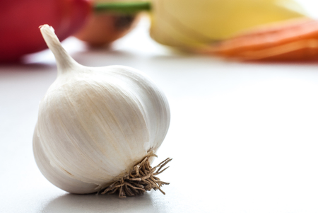 Garlic close up healthy concept. Vegetable healthy nutrition.の写真素材