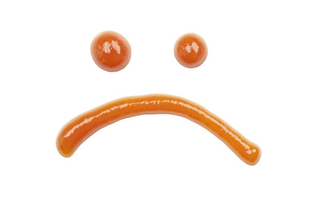 ketchup sad emoticon, isolated on white background
