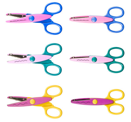 Colorful zigzag scissors on white background 