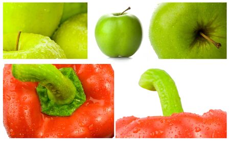 collection of apples and bell peppersの写真素材