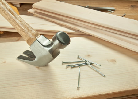 Different tools on a wooden background.
