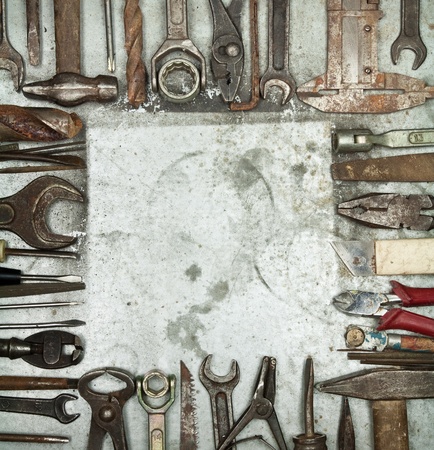 Old tools background with copyspaceの写真素材