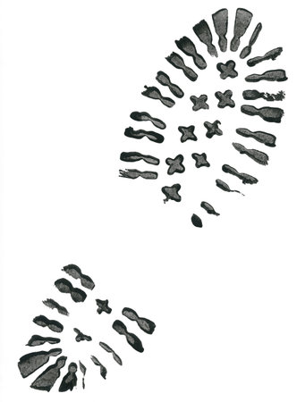 Black shoe print on white background