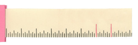 ruler on material, used as a label 