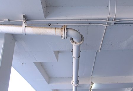 Industrial pipes at plumbing on the building.