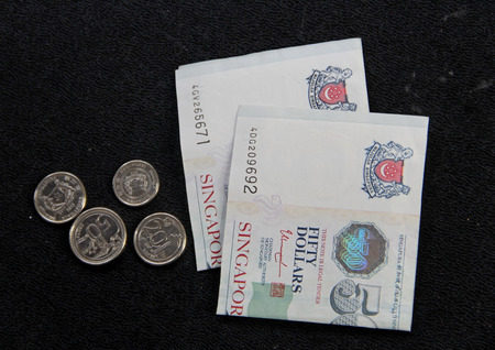 Singapore money Notes and Coinsのeditorial素材