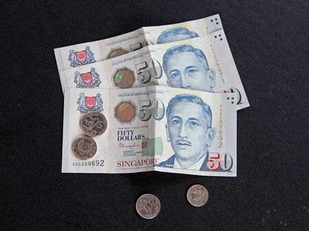Singapore money Notes and Coinsのeditorial素材