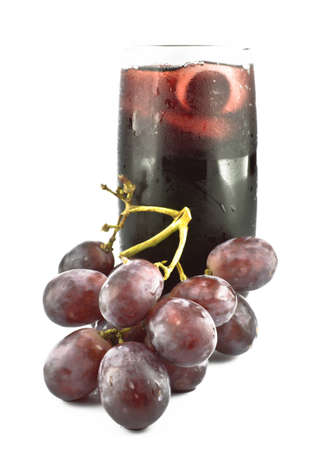 red grape fruits and juice on white backgroundの写真素材