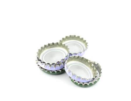 Six bottle caps on white backgroundの写真素材