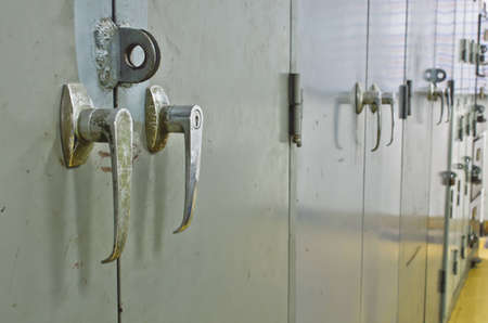 old school locker in locker roomの写真素材