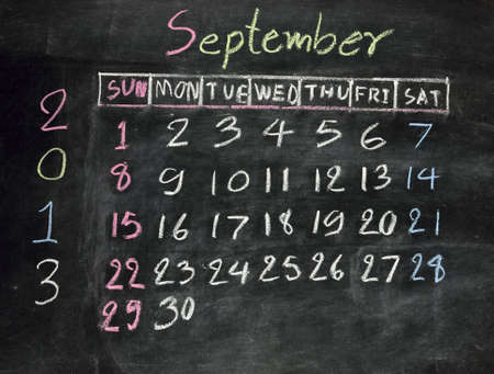 calendar "september 2013" on a blackboardの写真素材